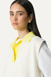 Coloured Cotton Gilet 4057 - Cream/Light Blue - Cream Light Blue | OOF WEAR