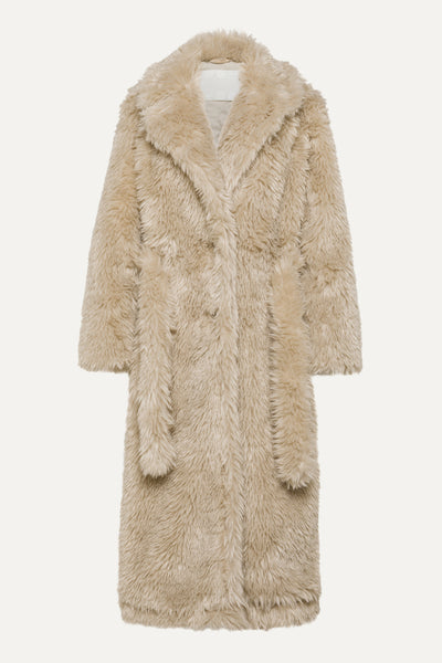 Eco Fur Long Coat 9259 - Peach | OOF WEAR