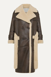 Eco-Sheepskin Reversible Long Coat 9263 - Brown/Cream - Browm Cream | OOF WEAR