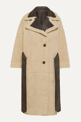 Eco-Sheepskin Reversible Long Coat 9263 - Brown/Cream - Browm Cream | OOF WEAR