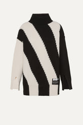 Maglione 4074 In Mista Lana Mohair Nero Panna -  | OOF WEAR