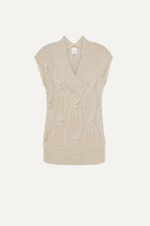 Wool And Viscose Blend Short Gilet 4078 - Butter - Butter | OOF WEAR