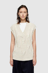 Wool And Viscose Blend Short Gilet 4078 - Butter - Butter | OOF WEAR