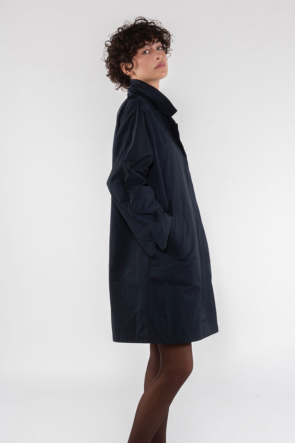 Mmemory Nylon Trench Coat 9138 - Dark Blue | OOF WEAR