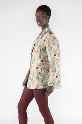 Bonded Jacquard Fabric Blazer Jacket 9292 - White/Multicolor - White Multicolor | OOF WEAR