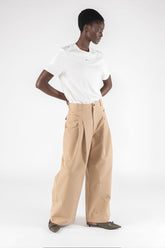 Embroidered Gabardine Pants 8031 - Khaki/Lilac - Kaki Lillac | OOF WEAR