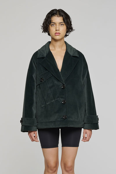 9303 SHORT VELVET JACKET DARK GREEN | OOF WEAR