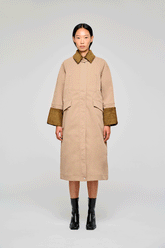 9324 LONG COAT WITH CORDUROY DETAILS CAMEL - Cammello | OOF WEAR