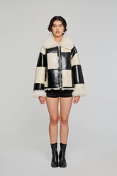 Short Eco-Fur 9338 Jacket Black White  - Nero Bianco | OOF WEAR