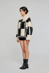 Short Eco-Fur 9338 Jacket Black White  - Nero Bianco | OOF WEAR