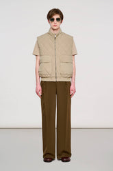 6000 Camden Puffer Vest in Shiny Nylon Burnt Olive -  | OOF WEAR